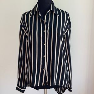 Black And White Striped Blouse